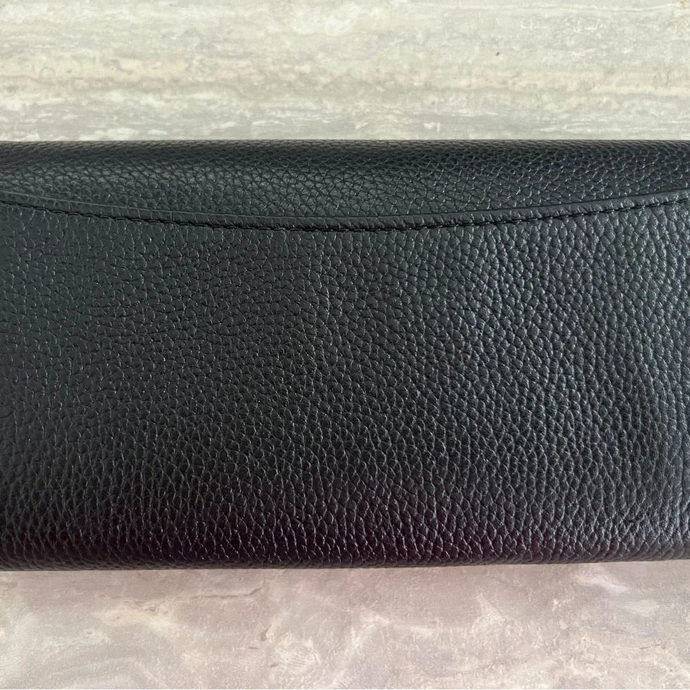 Authentic Tory Burch Black Leather Wallet with Gold Emblem - Picture 6 of 6